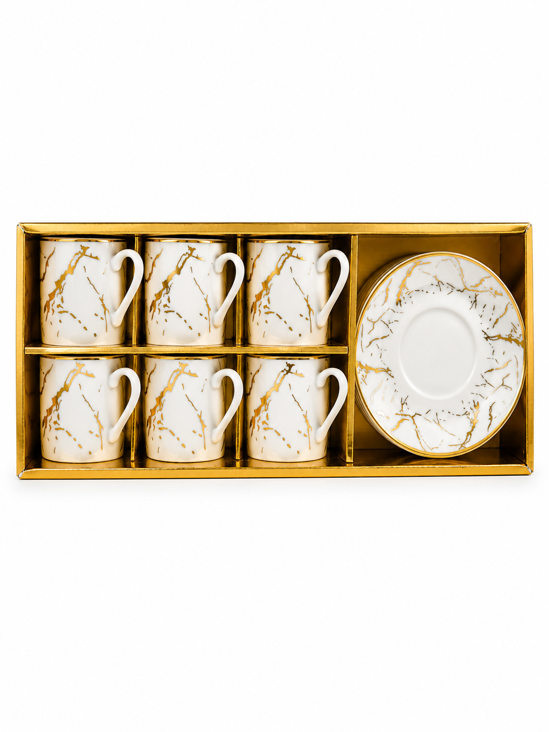 Plato Con Pocillo X 6 Diseño Marmol 100Ml — imagen 3