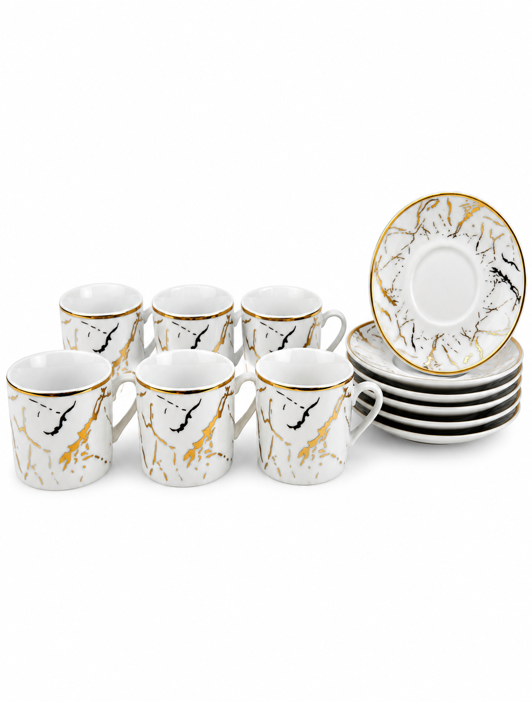 Plato Con Pocillo X 6 Diseño Marmol 100Ml — imagen 2