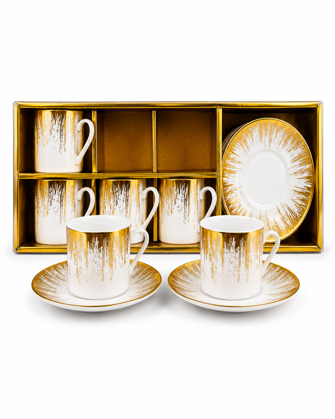 Plato Con Pocillo X 6 Diseño Fondo Dorado — imagen 2