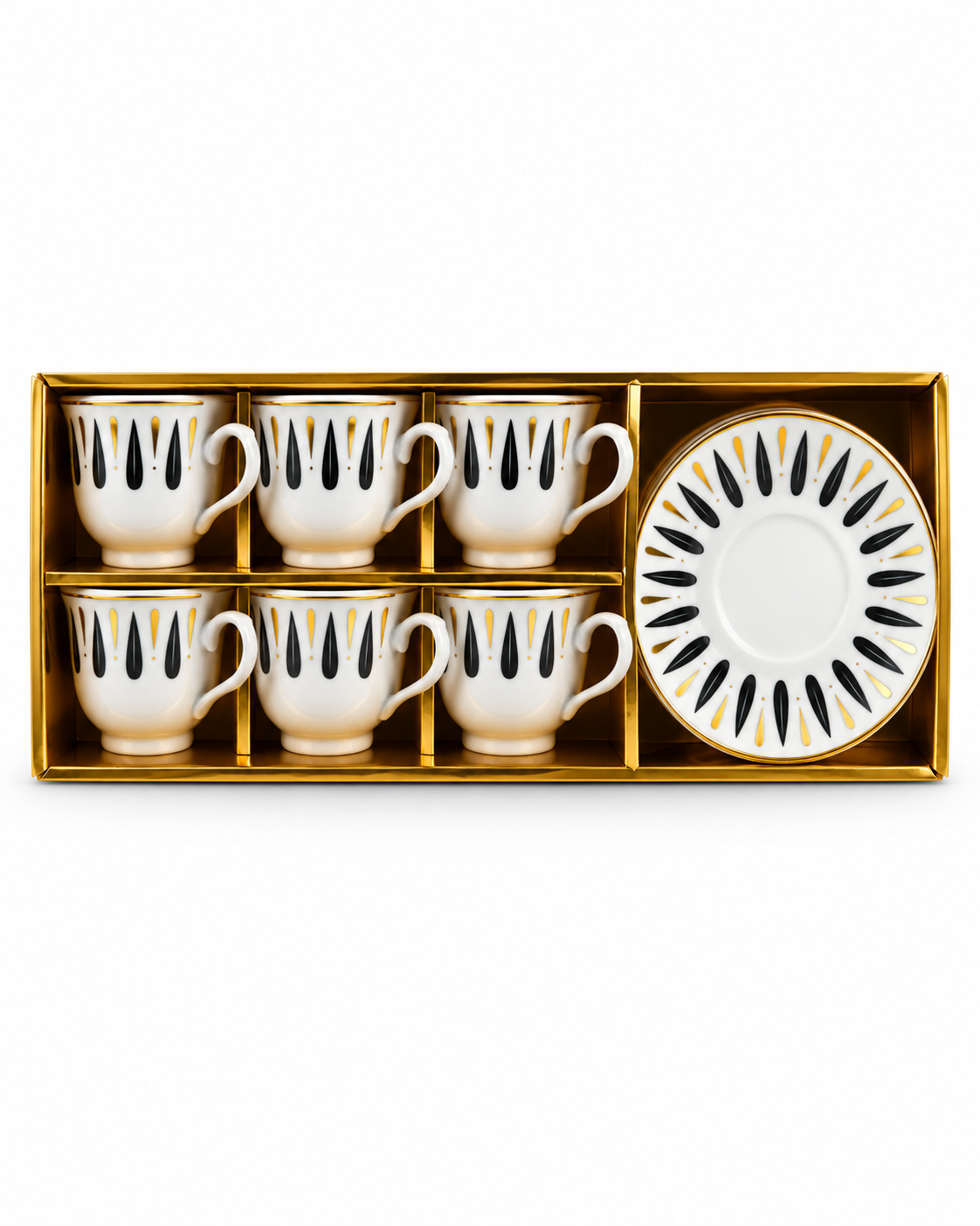 Plato Con Pocillo X 6 Diseño Negro Dorado — imagen 4