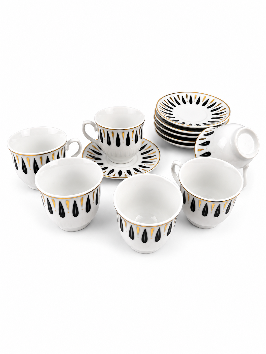 Plato Con Pocillo X 6 Diseño Negro Dorado — imagen 5