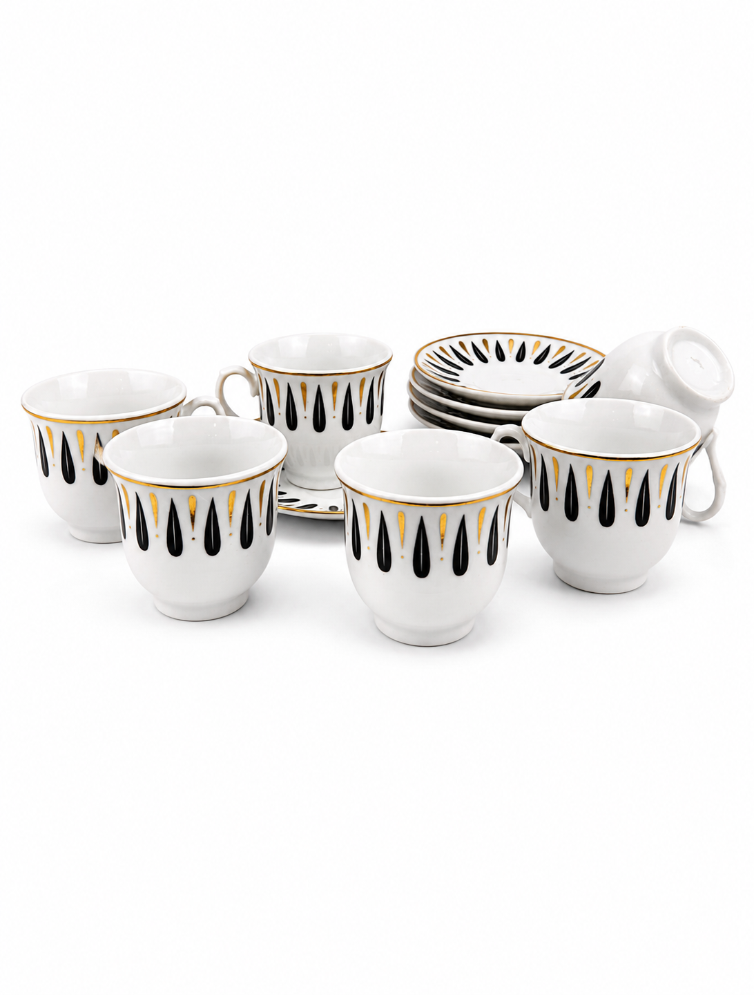 Plato Con Pocillo X 6 Diseño Negro Dorado — imagen 3