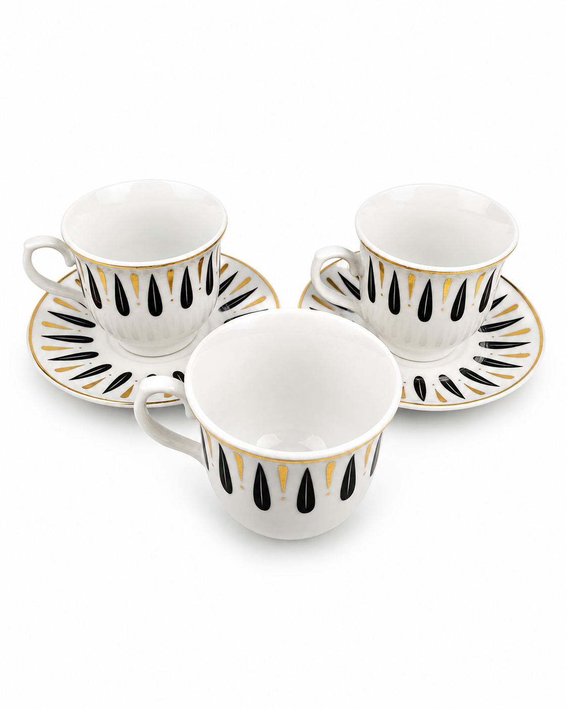 Plato Con Pocillo X 6 Diseño Negro Dorado — imagen 2