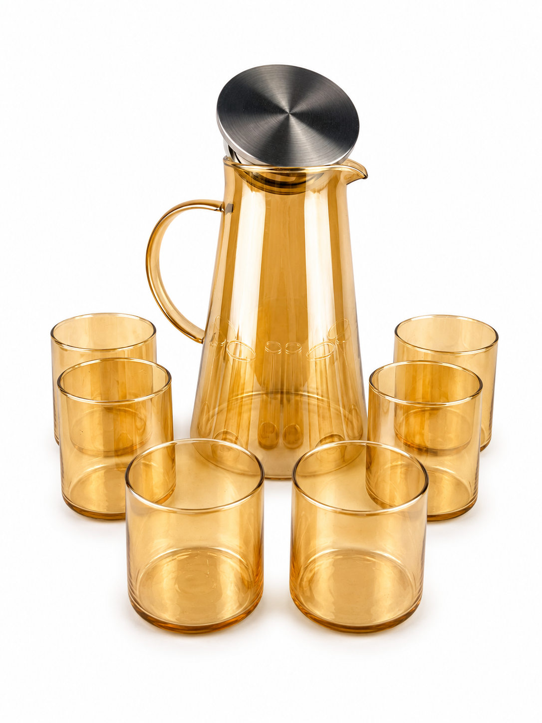 Gph28/L7Ha-Jarra 1800 Ml Con 6 Vasos 320 Ml Dorado