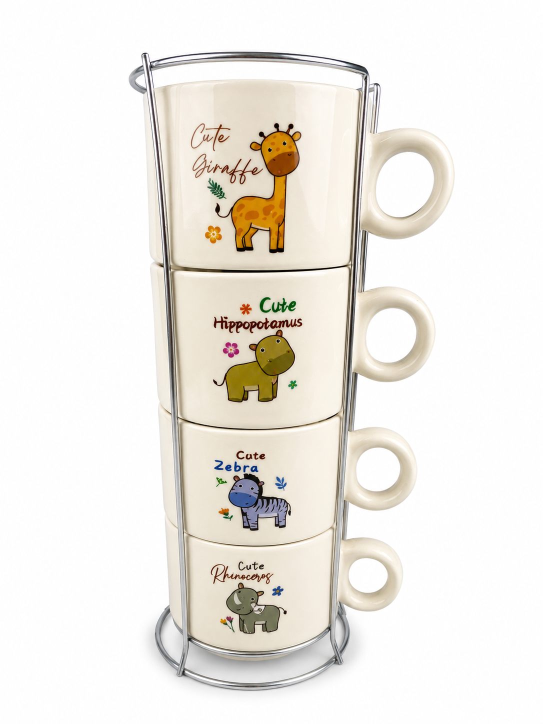Juego De Pocillos 250 Ml Diseño Animales