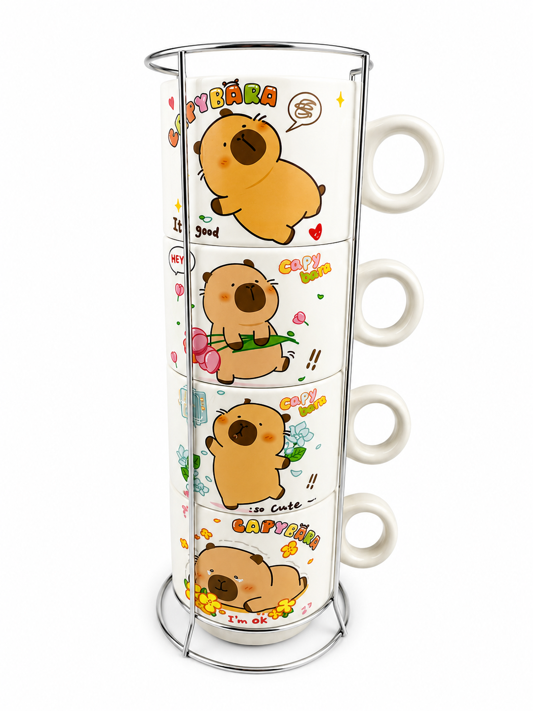 Juego De Pocillos 250 Ml Diseño Capibara