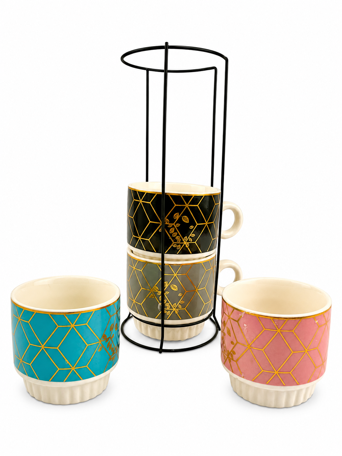 Juego De Pocillos 250 Ml Diseño Geometri — imagen 3