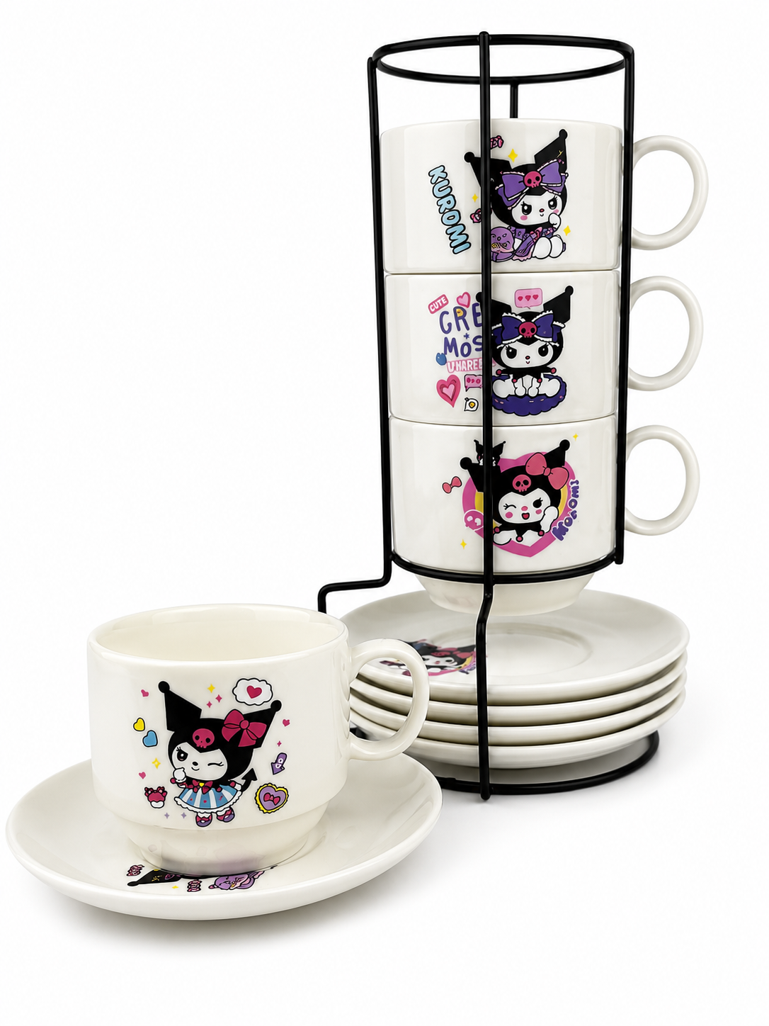 Setde Pocillo-Platos X 4 Kuromi 180Ml