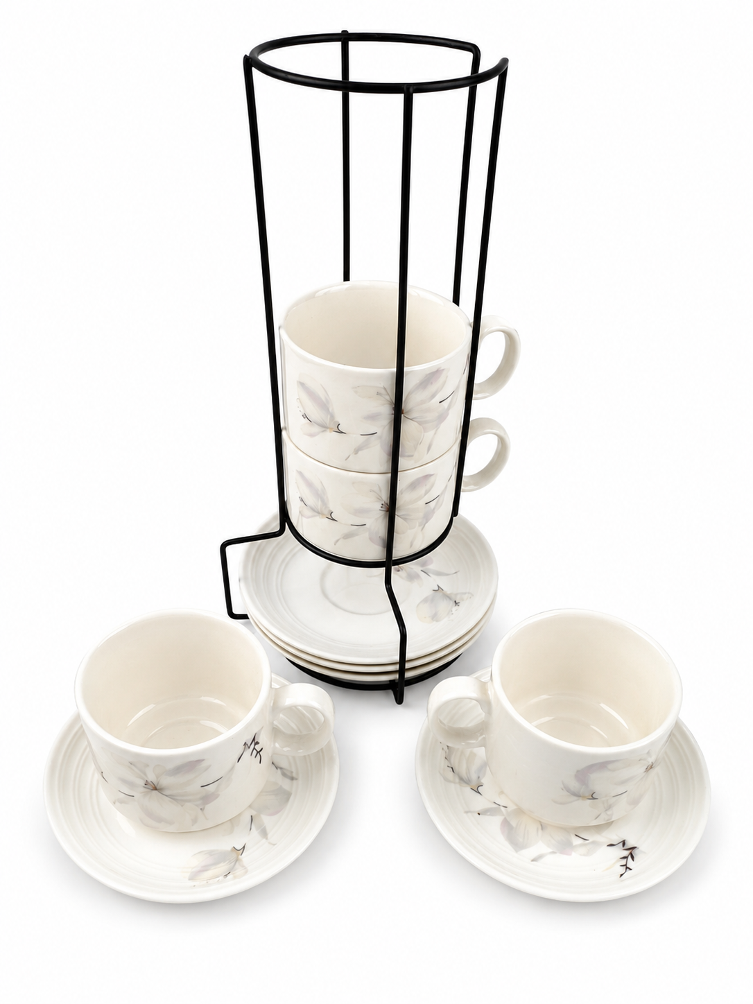 Setde Pocillo-Platos X 4 Diseños Flores — imagen 2