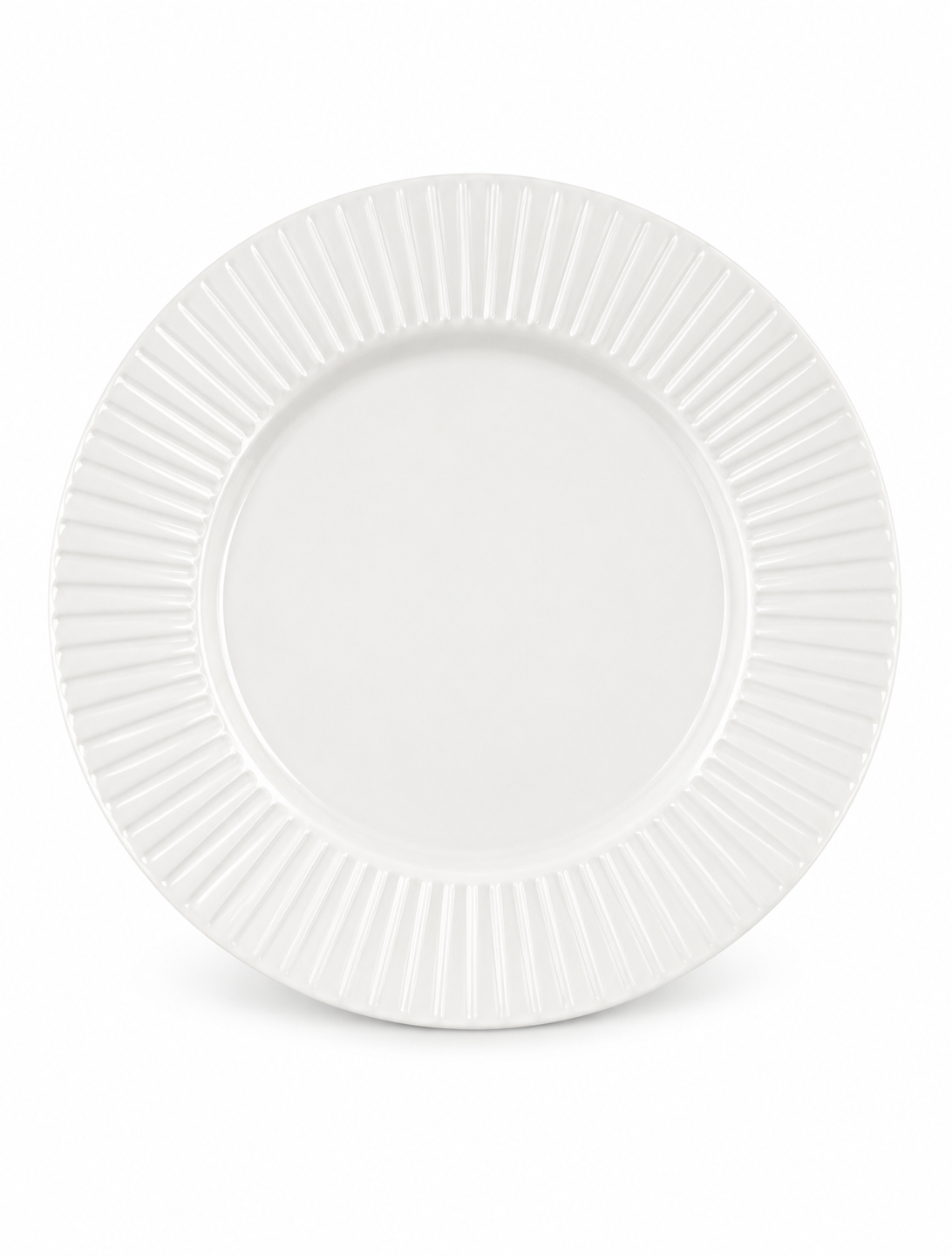 Plato De Ceramica Blanco Con Relieve Rayas — imagen 5