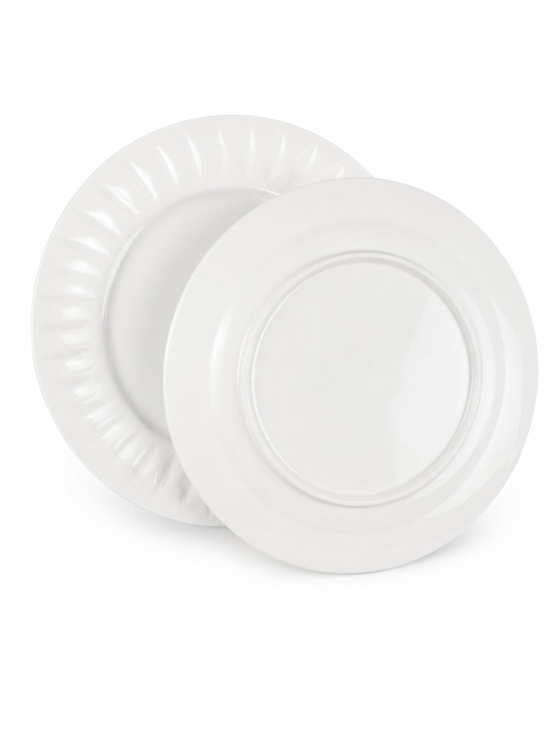 Plato De Ceramica Blanco Con Relieve Rayas — imagen 3