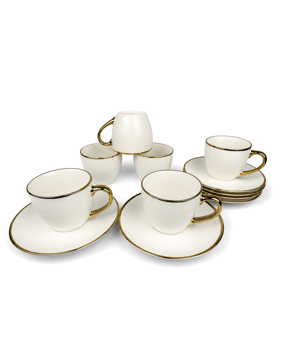 Set De Pocillo Borde Dorado