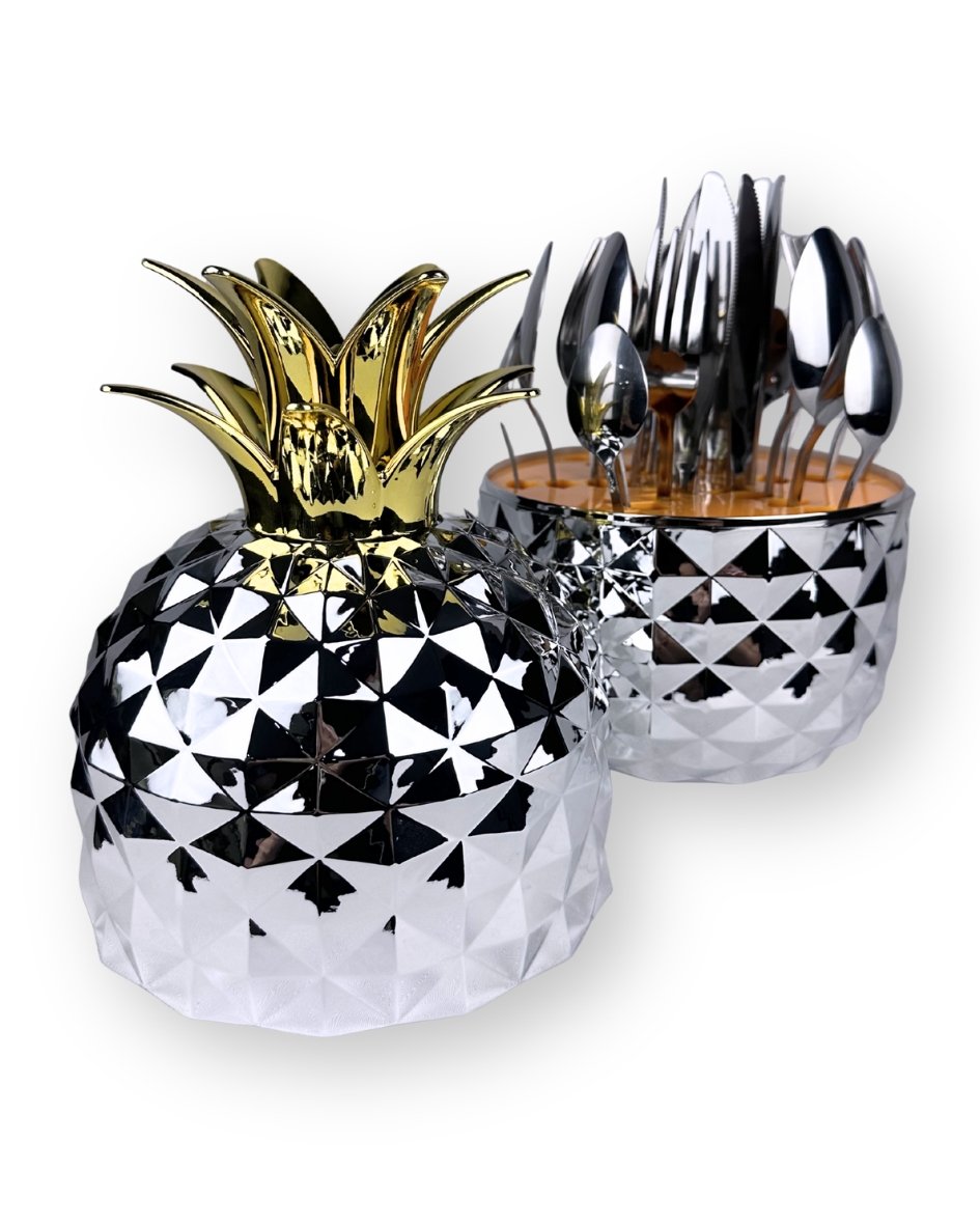 Set De Cubiertos X 24Pcs Forma De Piña Color Plateado — imagen 2