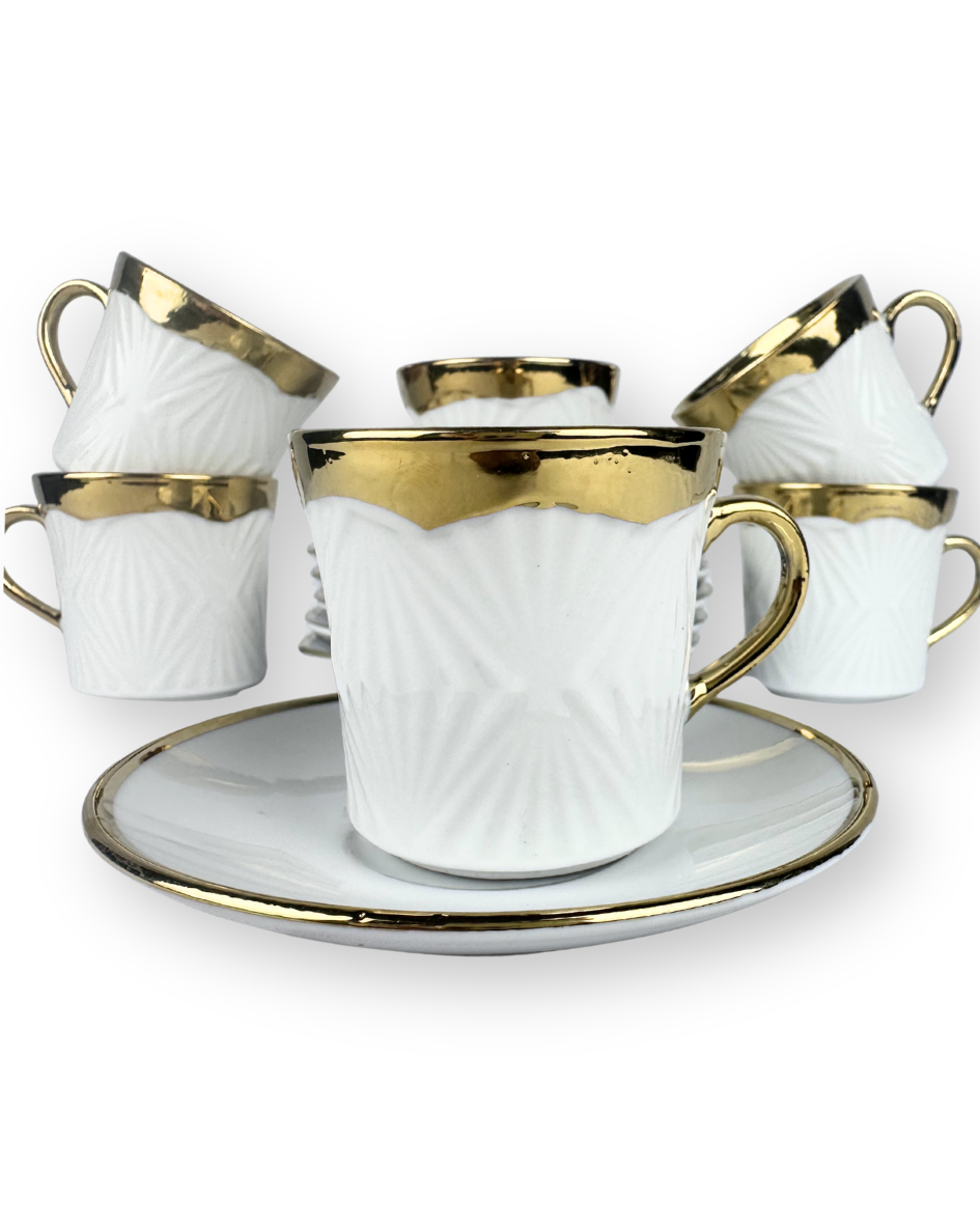 Set De Pocillos Con Plato De 100Ml Fondo Dorado X 6 - 4.2 Pulgadas — imagen 2