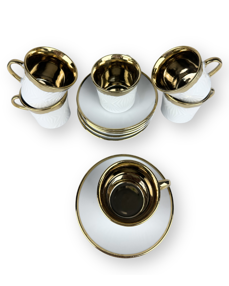 Set De Pocillos Con Plato De 100Ml Fondo Dorado X 6 - 4.2 Pulgadas — imagen 3