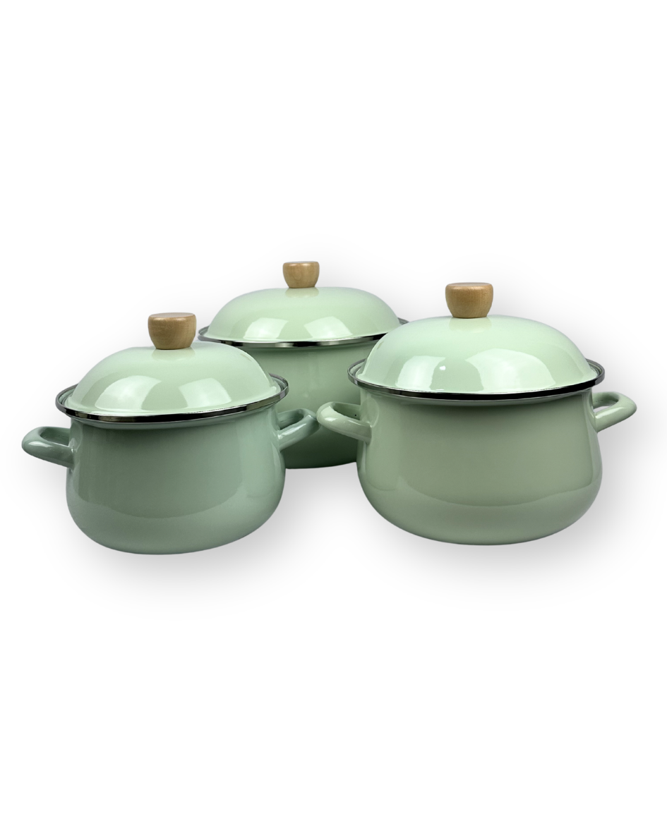 Juego De Ollas En Peltre Con Tapa X 3 - 12/20/22Cm — imagen 2
