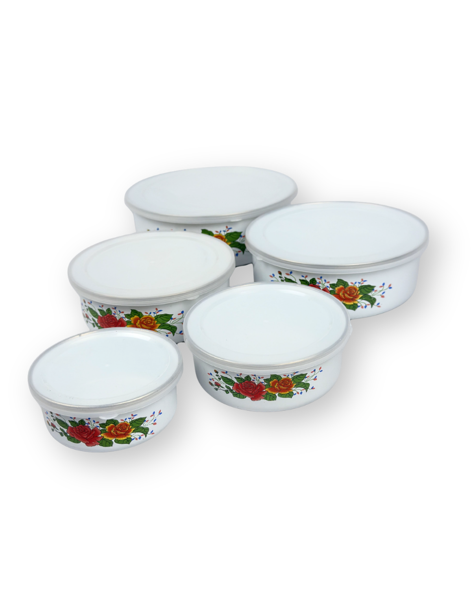 Recipiente En Peltre Con Tapa Plastica X 5Pcs 10/12/14/16/18Cm -240/440/740/1000/1500Ml — imagen 2