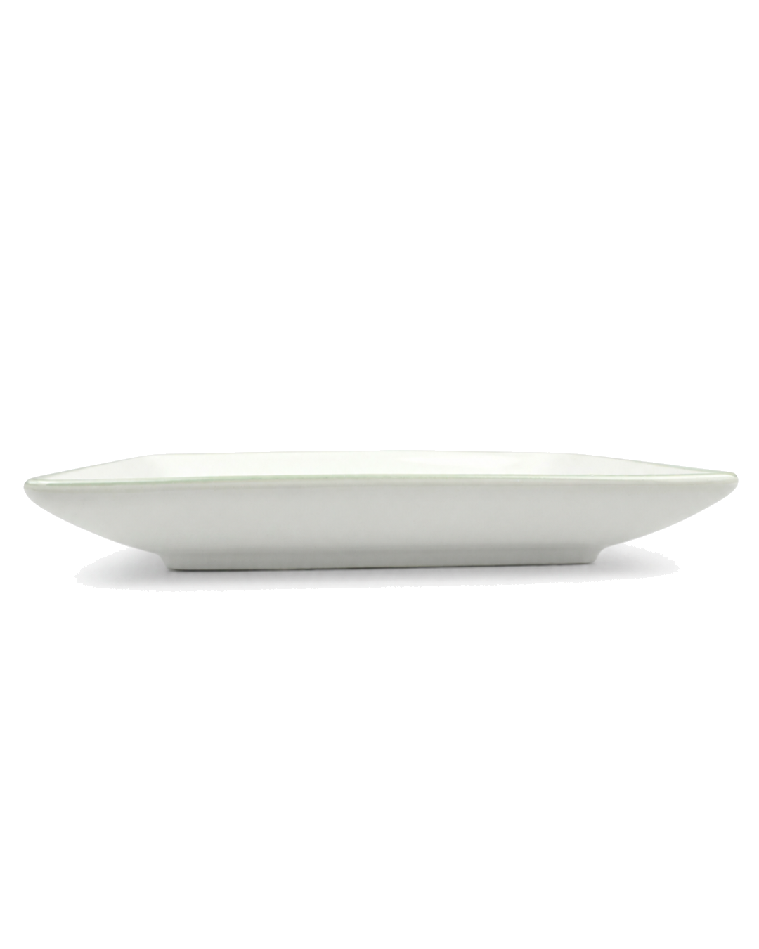 Plato Mini Blanco Rectangular Borde Verde 7-6 Pulgadas — imagen 5