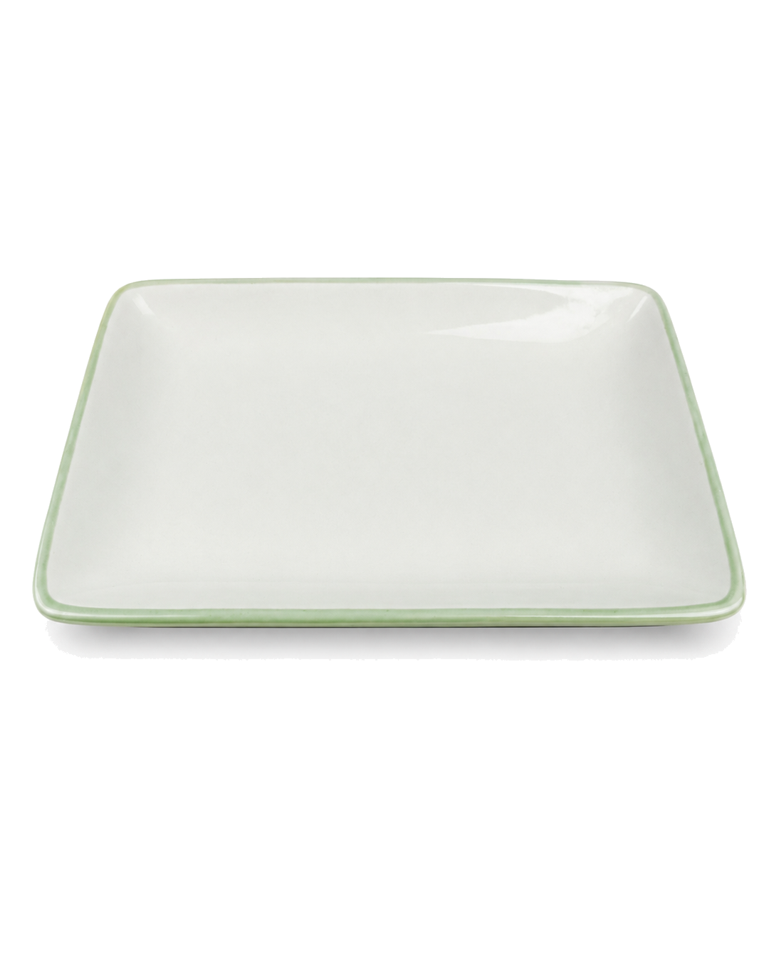 Plato Mini Blanco Rectangular Borde Verde 7-6 Pulgadas — imagen 4