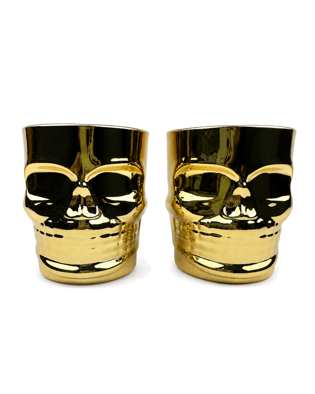 Vaso Para Whisky En Forma De Calavera Dorado 300Ml Set X6 — imagen 2