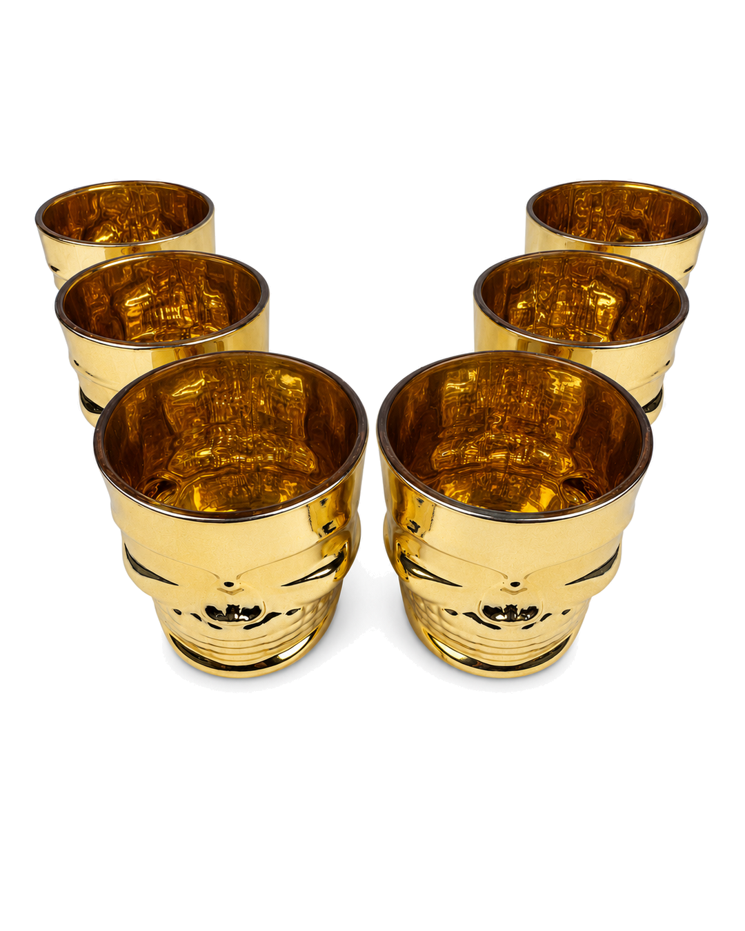 Vaso Para Whisky En Forma De Calavera Dorado 300Ml Set X6 — imagen 5