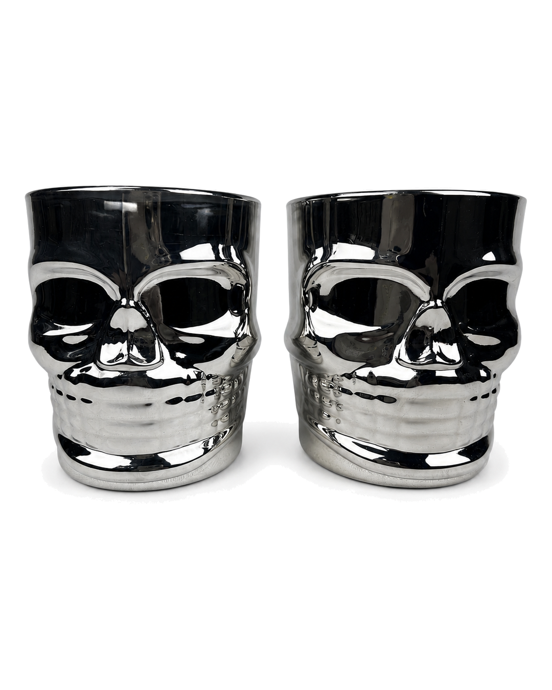 Vaso Para Whisky En Forma De Calavera Plateado 300Ml Set X6