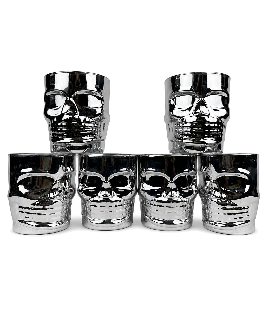 Vaso Para Whisky En Forma De Calavera Plateado 300Ml Set X6 — imagen 4